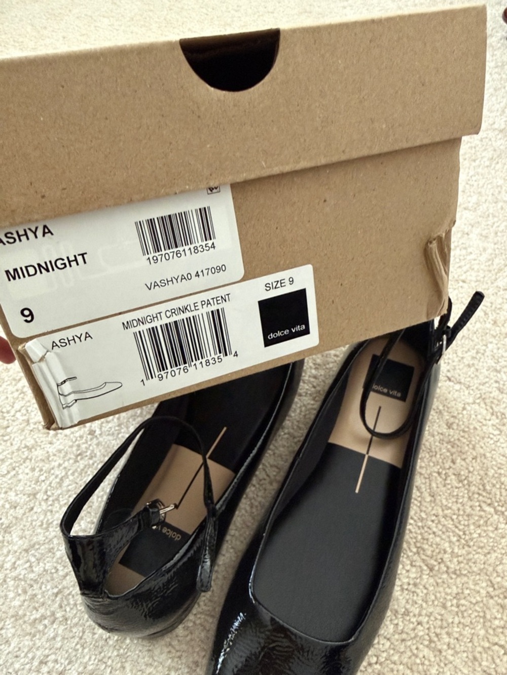 NEW Dolce Vita Ashya Ankle Strap Flats Midnight Black Women’s Size 9 - Picture 3 of 9